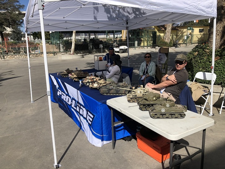 This was the outside teaser booth.  There were tanks, truck and cars in the aisles several times during the show.  It really was a general hobby show with tanks, cars, trucks and boats as well as planes.